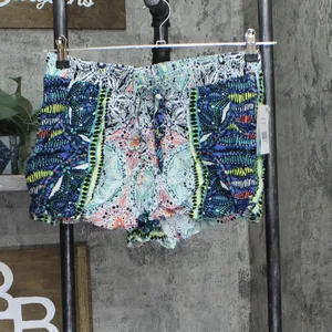 NWT Be Bop Printed Smocked-Waist Soft Shorts JGCQ006630 Aqua Blue / Coral M thumbnail 2