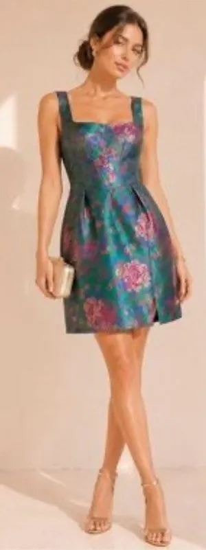 Lulu's Floral Satin Cocktail Mini Dress NWT Size S thumbnail 1