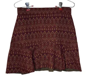 Free People Women's Skirt Geometric Rome Boho Knit Flared‎ Mini Stretch Small thumbnail 1