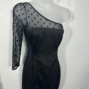 Bardot Black One Shoulder Sheer Bodice Dress Size 4 NWOT thumbnail 4