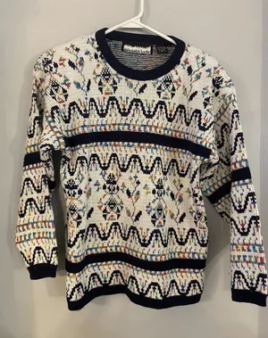 Vintage 80's Bramble Lane Womens Medium Ski Sweater Multi‎ Color Navy Trim M thumbnail 1