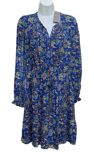 Daniel Rainn Blue Paisley Floral Tiered Mini Dress D52619GCD NWT Medium thumbnail 1