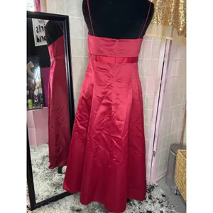 Davids Bridal Red‎ Satin A-Line Formal Gown Dress with Bow Waist Size 12 thumbnail 5