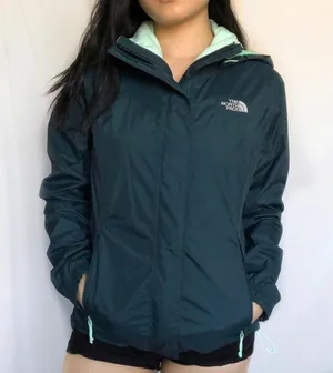 The North Face Teal HyVent Hooded Rain Jacket S thumbnail 1