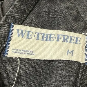 Free People Womens Black Washed Bib Straight Leg Denim Jean Overalls Jumpsuits M thumbnail 4