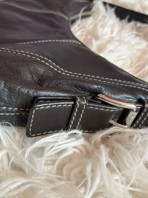 Michael Kors Black Leather Hobo Shoulder Bag White Contrast Stitch Y2K thumbnail 3