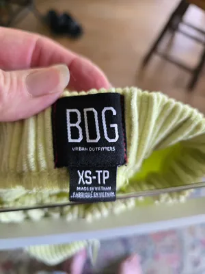 BDG Pale Lime Ribbed Knit Waistband Wide leg Pants Xs thumbnail 3