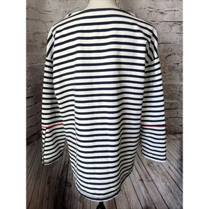 Zara Long Sleeve Blue Stripe Nautical Shirt‎ Gold Buttons Relaxed Size S thumbnail 4