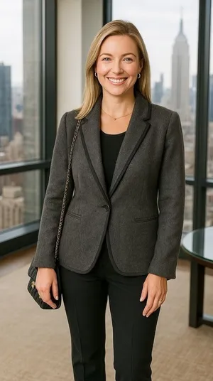 100% Wool Blazer Kasper Timeless‎ Capsule Classic Shawl Collar Elegant Office thumbnail 1