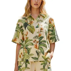 NWT Farm Rio X adidas tropical breeze cream Green shirt Small Lightweight thumbnail 2