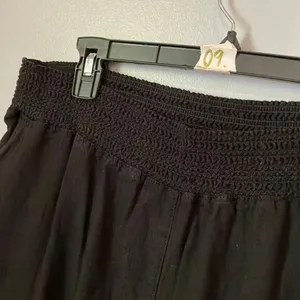 Briggs linen blend Black High Rise wide leg Pull on pants Size XL #785 thumbnail 4