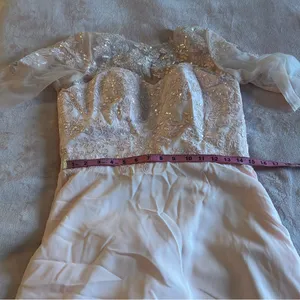 Light pink chiffon short sleeveMother of the Bride dress sequins appliqué size 6 thumbnail 9