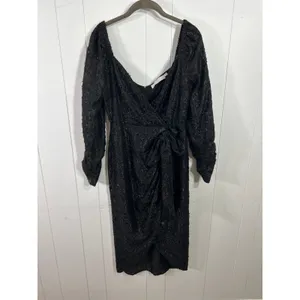 ASTR the Label Therese Floral Burnout Tie Waist Midi Dress in Black. Size S thumbnail 9