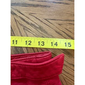 Free‎ People Red Vegan Faux Leather Moto Mini Skirt Size 6 Zip Front Belted thumbnail 3