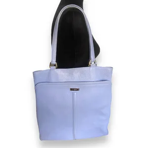 Cole Haan Village II Marcy Market Tote Bag Purse Pebbled Leather‎ Light Blue thumbnail 4