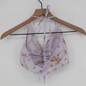 Urban Renewal Halter Top Womens XS Vintage Fabric Lavender Floral Ruched thumbnail 4
