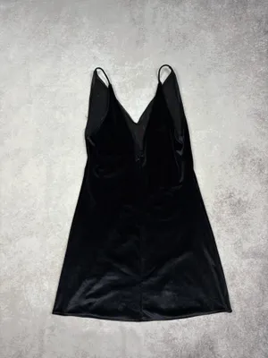 Y2K Vintage Victoria’s Secret Coquette Black Velvet Slip Dress thumbnail 3