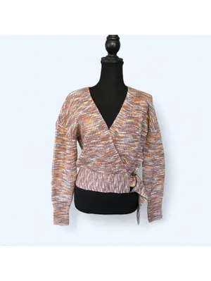 Vintage Y2K Boho Cottagecore Nine West Chunky Wrap Knit Sweater Size XS 🤎 thumbnail 2