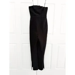 NBD Leena Strapless Black Crepe Jumpsuit Split Hem Straight Leg Cocktail Evening thumbnail 4
