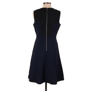 J. Crew Women's Size 6 Colorblock Dress Faux Leather Trim Navy Blue Black thumbnail 5