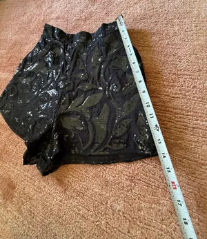 Show Me Your Mumu Black Sequin High Waist Shorts XS Party Evening thumbnail 3