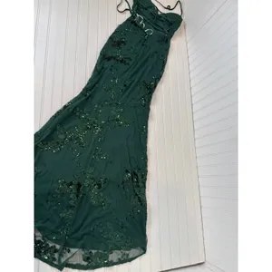 NWT Lulus Valhalla Forest Green Sequin Lace-Up Maxi Dress Glam Holiday Size M thumbnail 6