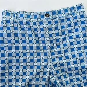 Wild fable pull on wide leg high rise pants retro blue white check with flowers thumbnail 4
