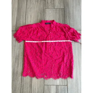 Generation Love Lace Top Womens Small Hot Pink Floral V Neck Unlined Romantic thumbnail 6