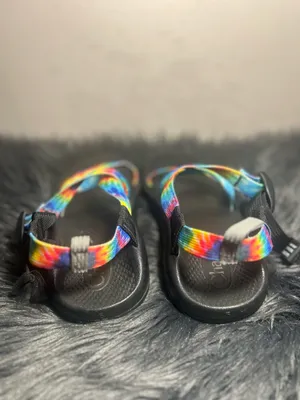 Chaco Rainbow Tie-Dye Strap Sport Sandal - Black Footbed Size 5 thumbnail 7