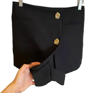 Zara Black Mini Skirt Skort With Gold Buttons 6962/226 thumbnail 7