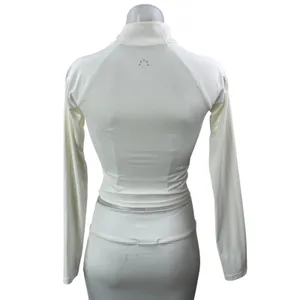 Varley Women's White Mock Neck Long Sleeve 1/2 Zip Athletic Crop Top Size S thumbnail 4