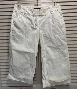 Tommy Bahama (18 Golf) Cream Capris Cuffed Sz 4 Low Rise Pockets‎ Zip Soft thumbnail 1