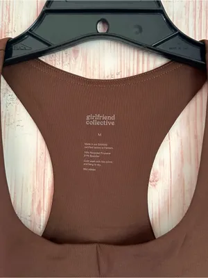 Girlfriend Collective Cafe Brown Paloma Racerback Sports Bra Style 1002 Sz M thumbnail 7