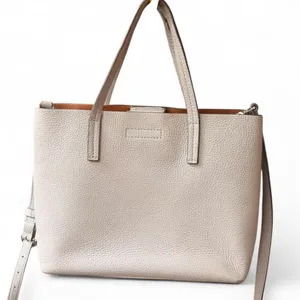 Tory Burch Blake Small Pebbled Leather Tote Gray Crossbody Satchel Bag thumbnail 4