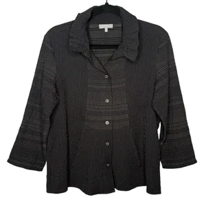 Habitat Clothes to Live In XS Crinkle Knit Button Blouse Top Minimalist thumbnail 1