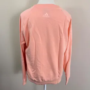Adidas Womens Peach Coral Embroidered Logo Crewneck Sweatshirt Raglan Large thumbnail 3