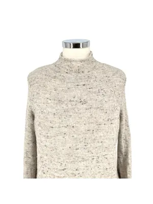 Madewell Donegal Inland Mock Neck Sweater coziest Yarn Speckled Cream Size Large thumbnail 2