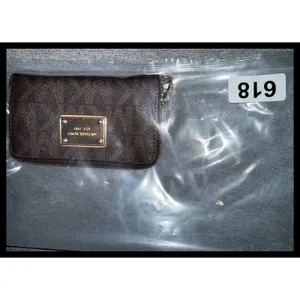 Michael Kors Zip Around Wallet Womens Brown Signature Logo‎ Monogram thumbnail 7