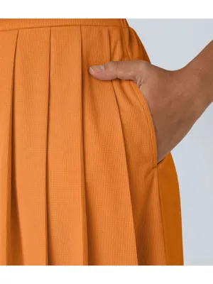 Halara V Neck Short Sleeve Pocket Waffle Casual Romper Orange L thumbnail 3