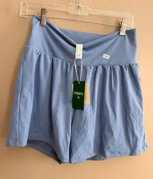 Halara Large Long Light Blue Womens High-Waist Pleated Athletic Shorts thumbnail 1