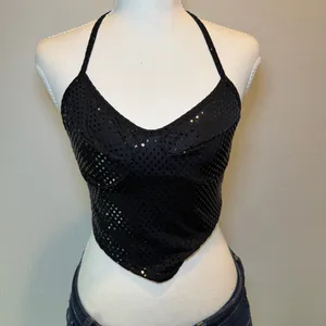 Love‎ J Black Sequin Halter Top Small Y2K Festival Clubwear thumbnail 2