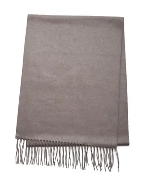 100% Cashmere Scarf with Fringe Taupe Mauve Quiet Luxury Classic Fall Winter OS thumbnail 1