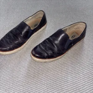 UGG Women's Hadria Navy Blue Leather Slip On Wingtip Loafer Shoes Sz 8 thumbnail 3
