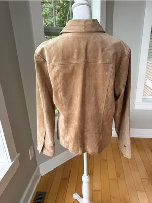 Vintage 90s Y2K Coldwater Creek Suede Fitted Button-Front Jacket in Camel Tan L thumbnail 3