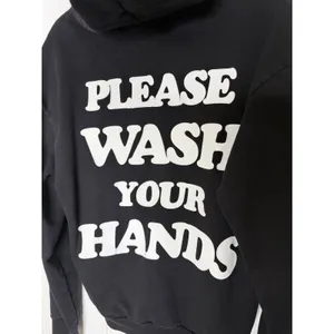 Talentless Womens Please Wash Your Hands Hoodie Black Graphic Sweatshirt Small thumbnail 5