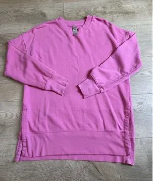 Womens Green Tea Tunic Sweatshirt Split Sides Pink Size M‎ thumbnail 1