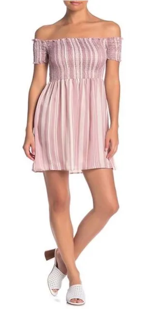 Show Me Your Mumu Dolly Off Shoulder Dress Pink Large New Tags thumbnail 1