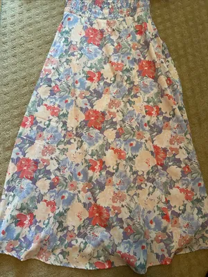 ASTR Smocked Square-Neck Floral Midi Dress in Pastel Multi, Medium NWT thumbnail 7