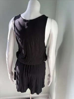 VUORI Torrey Black Ribbed Sleeveless Romper Small thumbnail 8