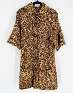 Anthropologie Tabitha Wool Blend Chunky Knit‎ Cardigan Sweater Tan Size Small thumbnail 1